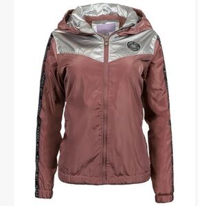 Nwt Madden Girl Fleece Lined Hooded Windbreaker Jacket Coat Pink Women’s Size L